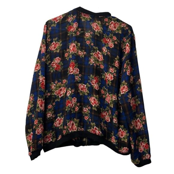 About‎ A Girl Jacket Women Size XL Floral Full Zip Navy Floral Cottagecore Boho - Picture 2 of 15